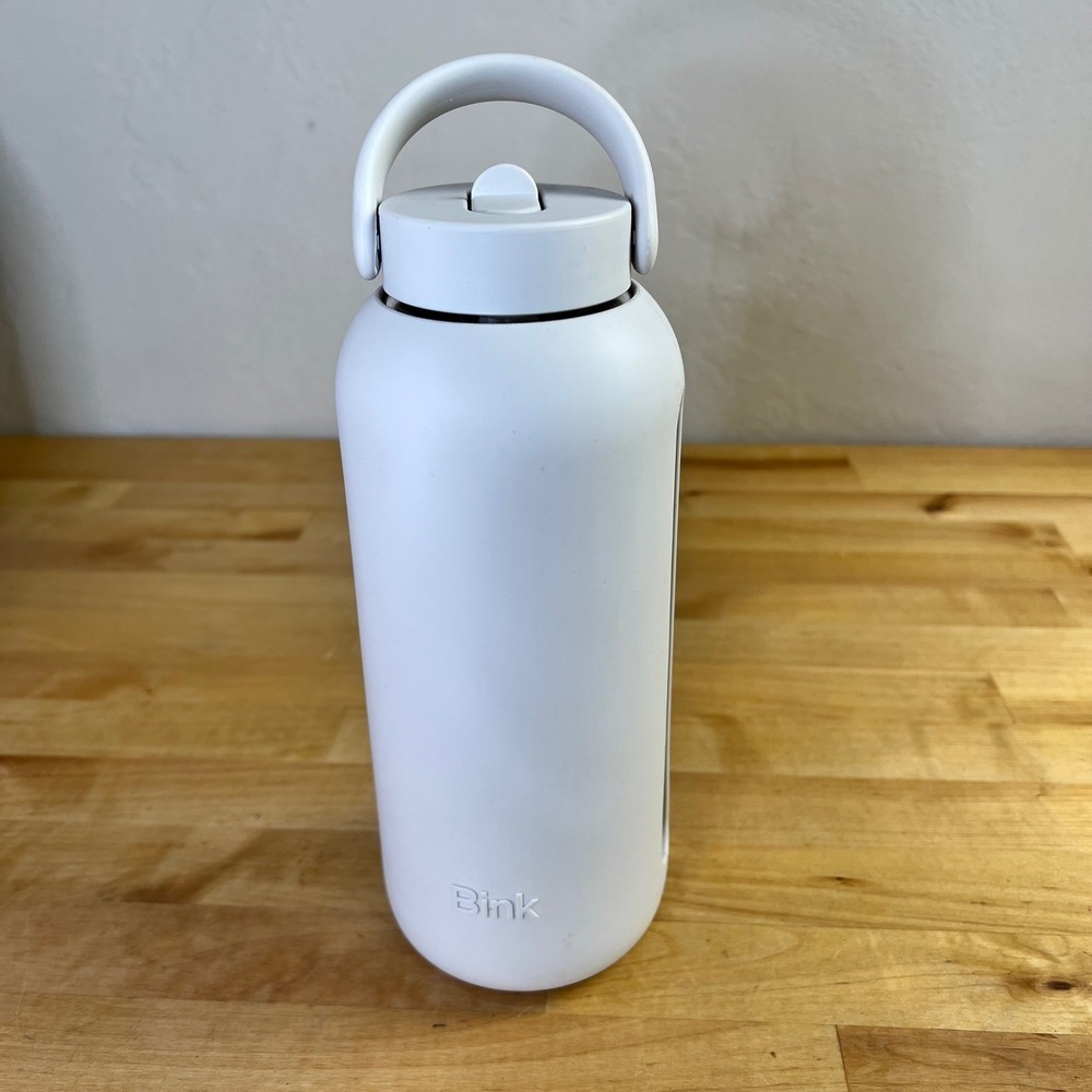Bink Water Bottle Big Bottle 36oz Bone Gray Borosilicate Glass Silicone New